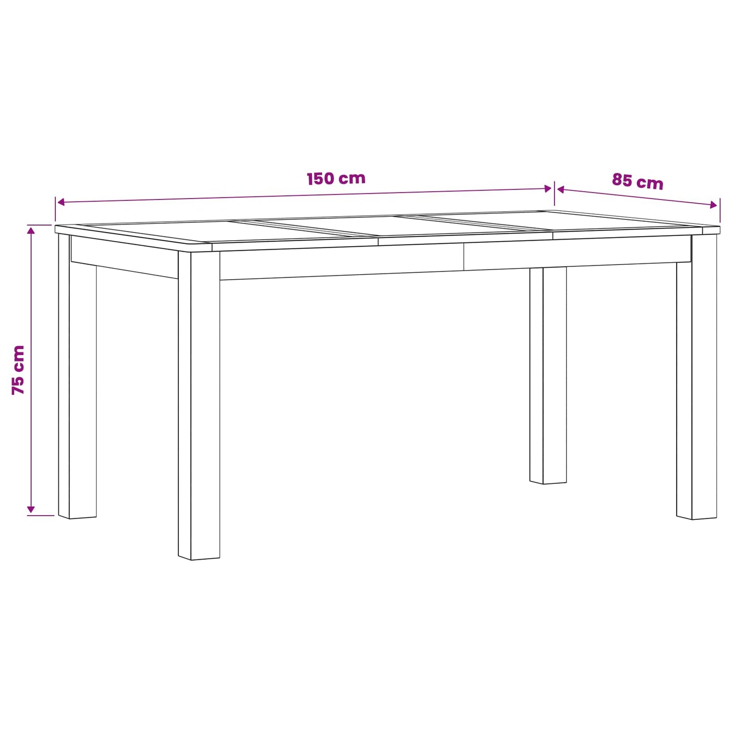 Dining Table 150 x 85 x 75 cm Solid Oak Wood Natural