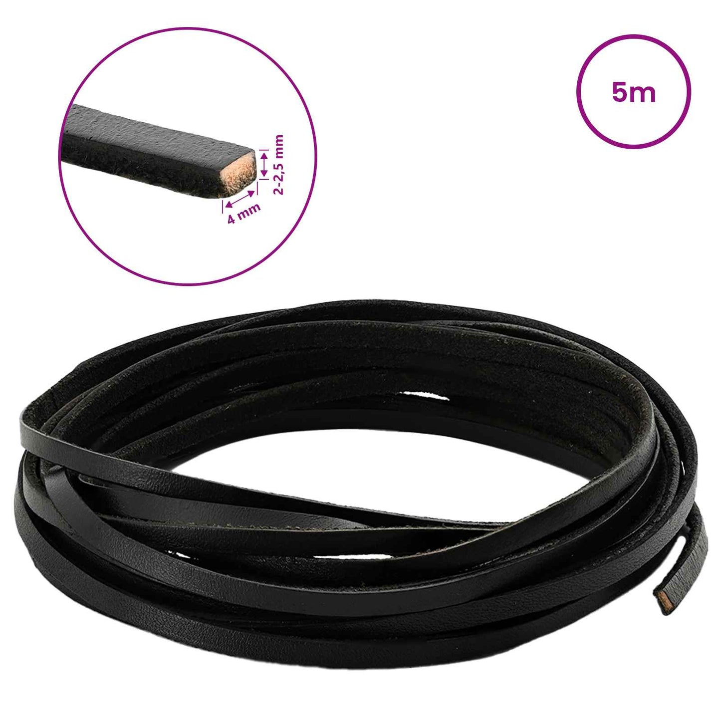 Leather Strap 1 Black 500 x 0.4 cm Leather