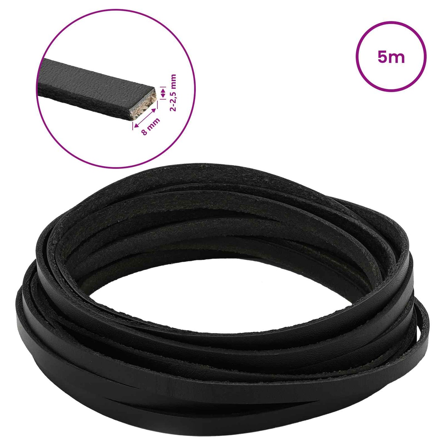 Leather Strap 1 Black 500 x 0.8 cm Leather