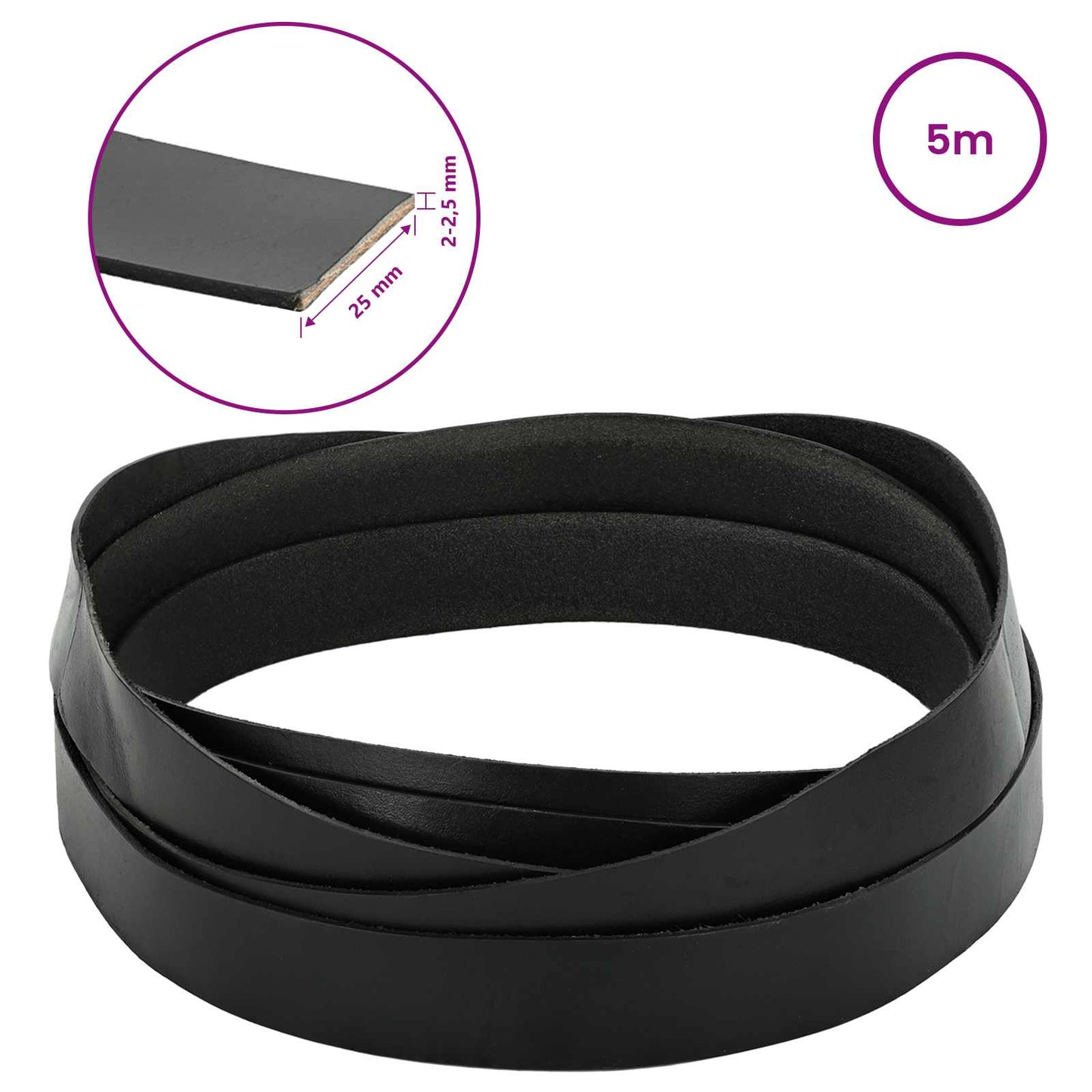 Leather Strap 1 Black 500 x 2.5 cm Leather