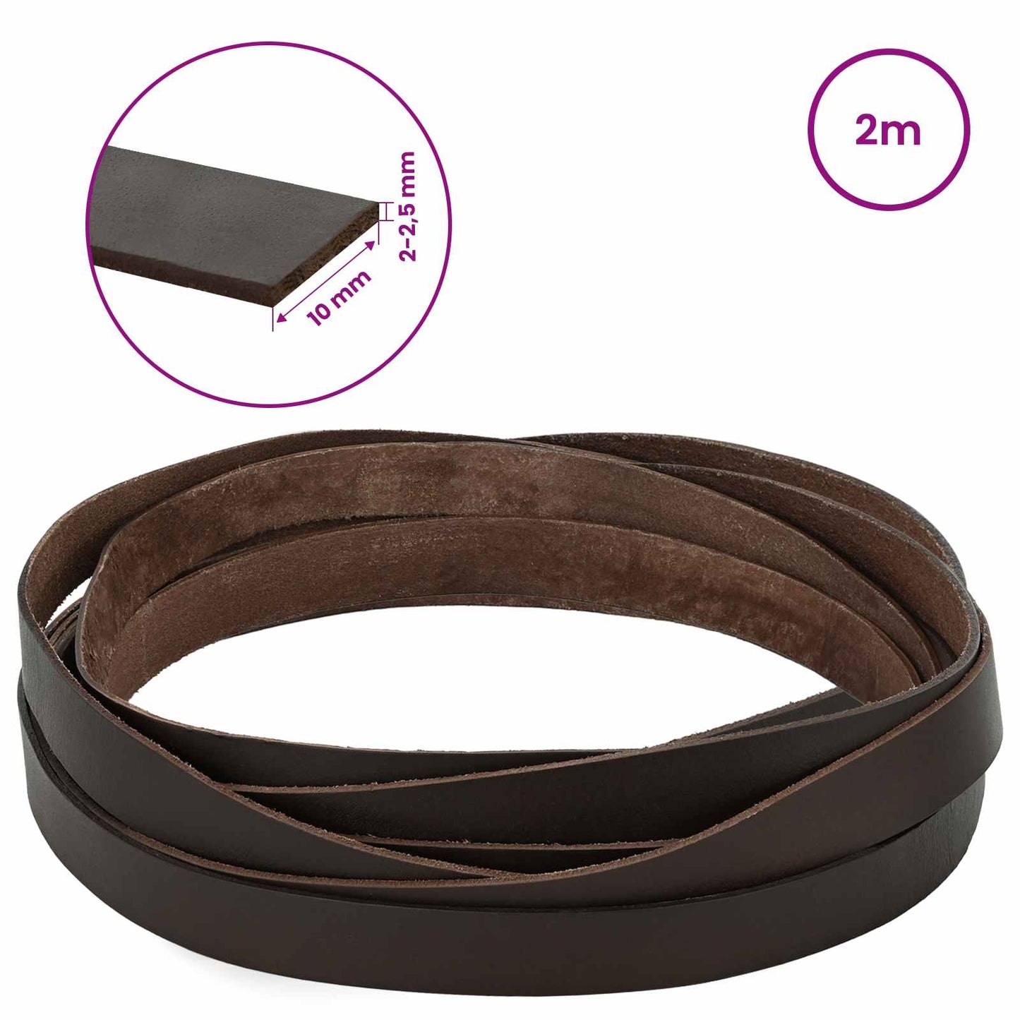 Leather Strap 1 Dark Brown 200 x 1 cm Leather