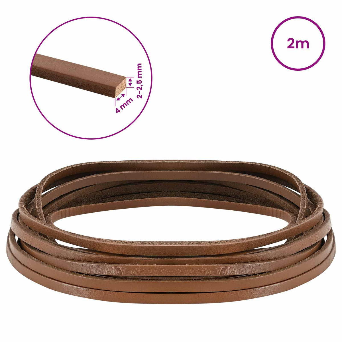 Leather Strap 1 Brown 200 x 0.4 cm Leather