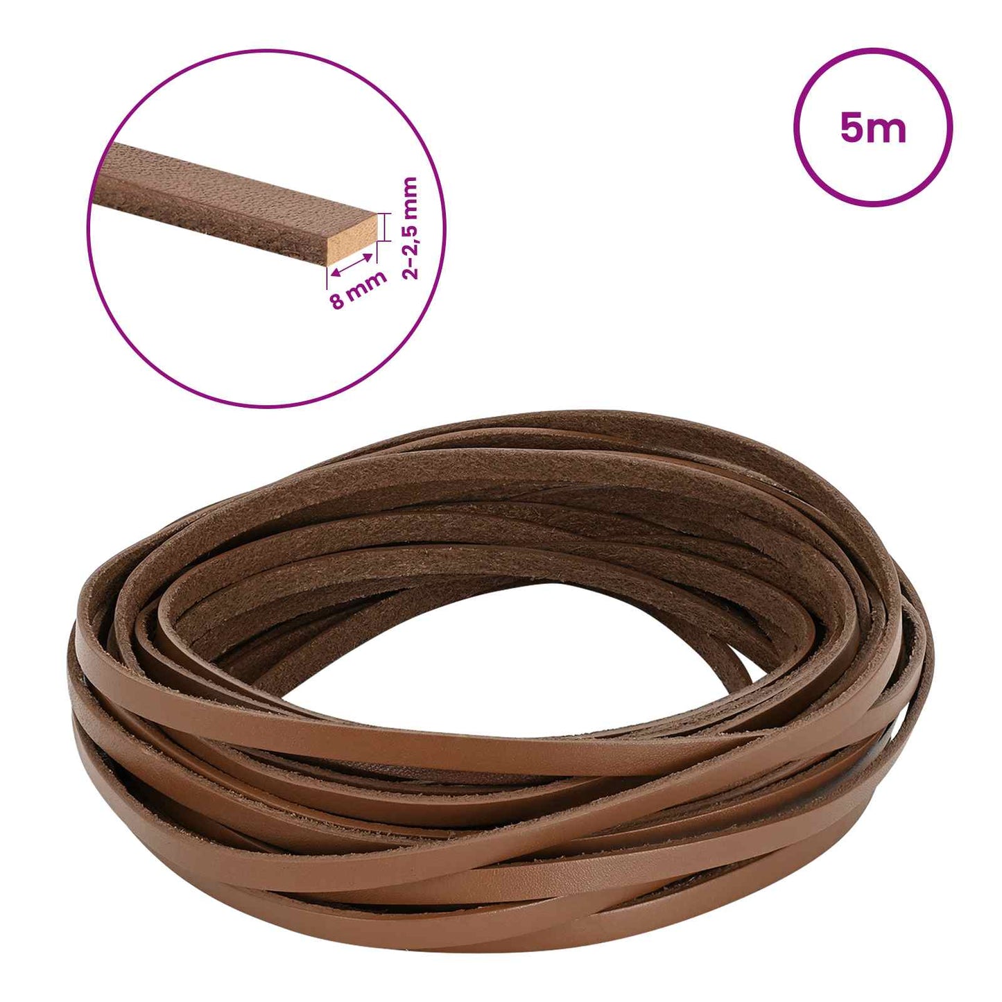 Leather Strap 1 Brown 500 x 0.8 cm Leather