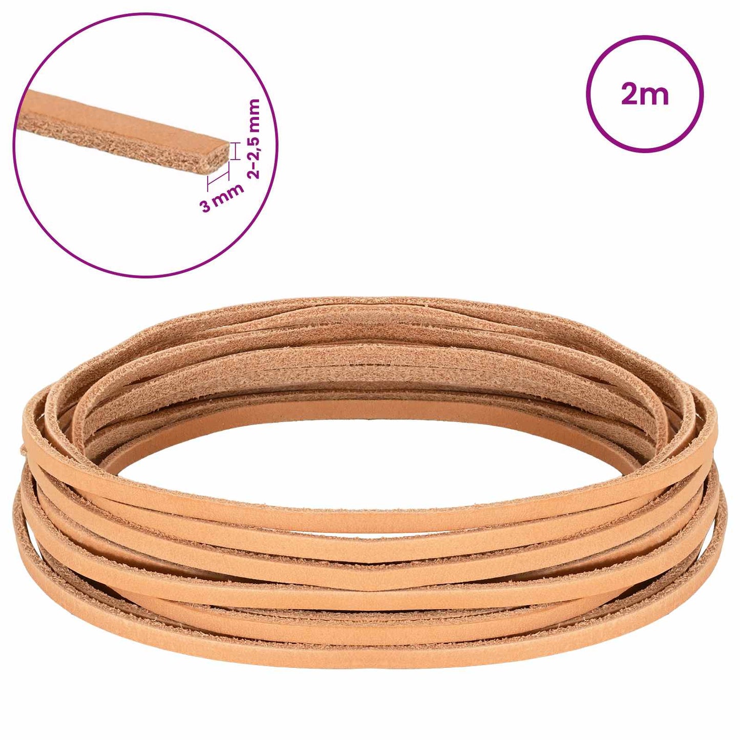Leather Strap 1 Light Brown 200 x 0.3 cm Leather