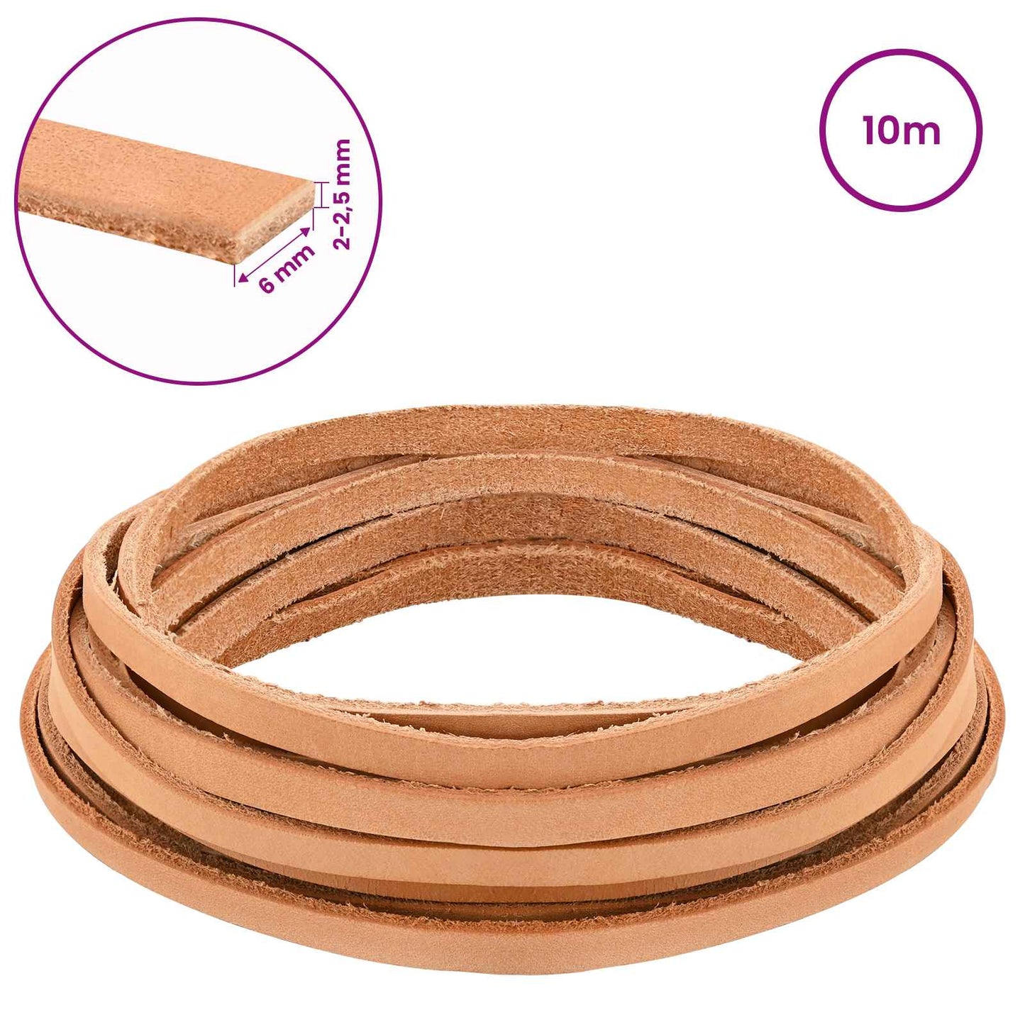 Leather Strap Light Brown 1000 x 0.6 cm Leather