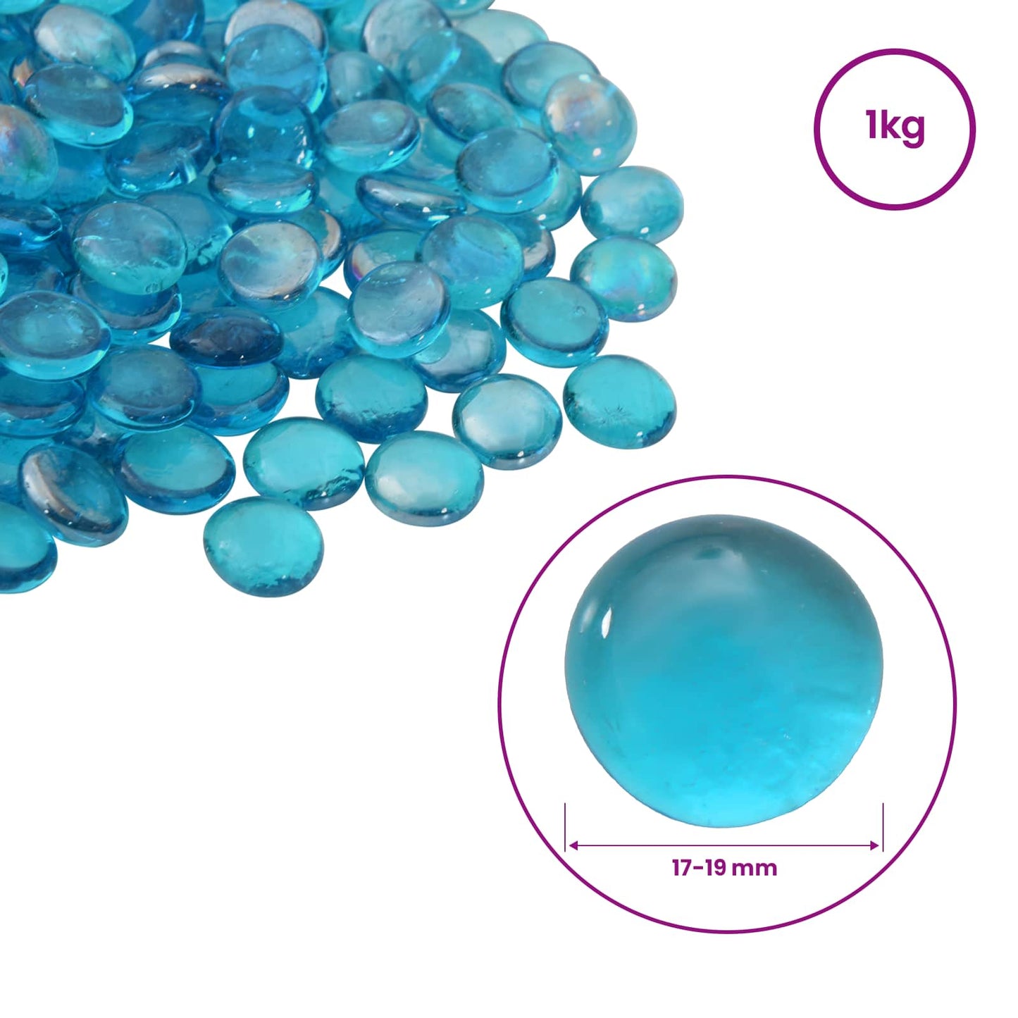 Glass Nugget 17-19 mm Aqua Blue Glass