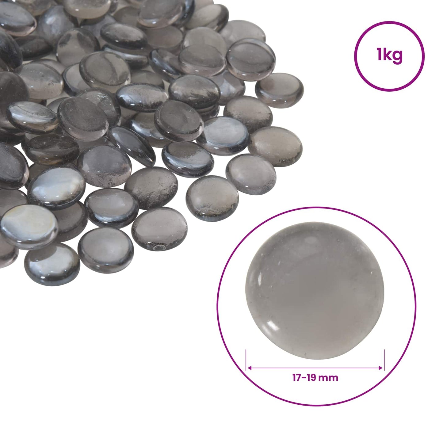 Glass Nugget 17-19 mm Purple Grey Glass