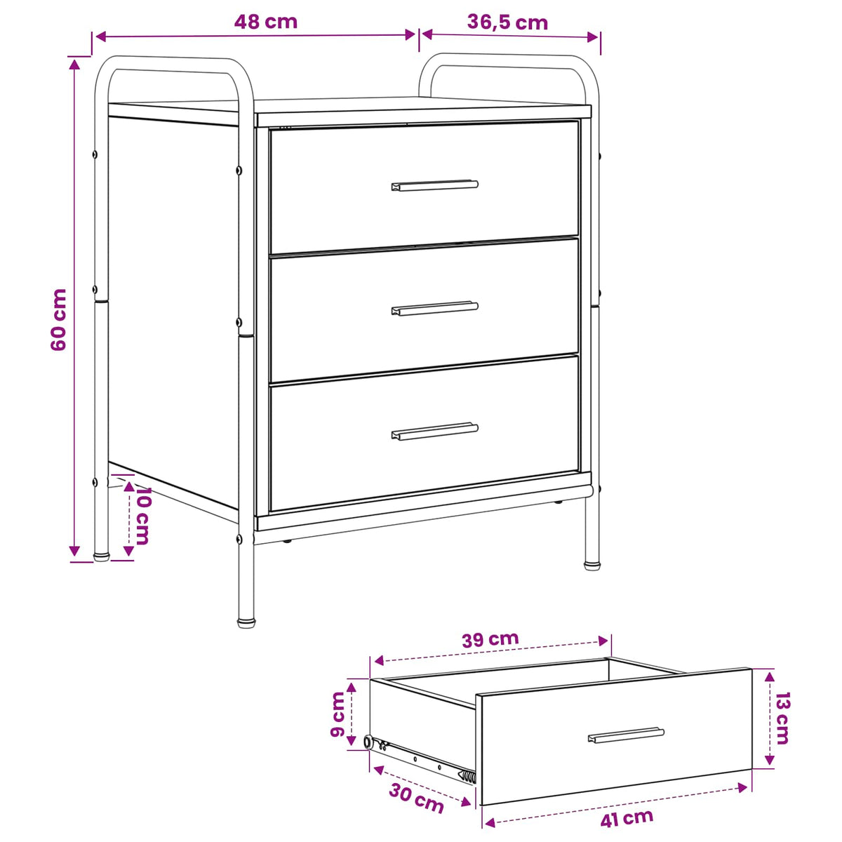 Bedside Cabinet 2 pcs Old Wood 48 x 36.5 x 60 cm