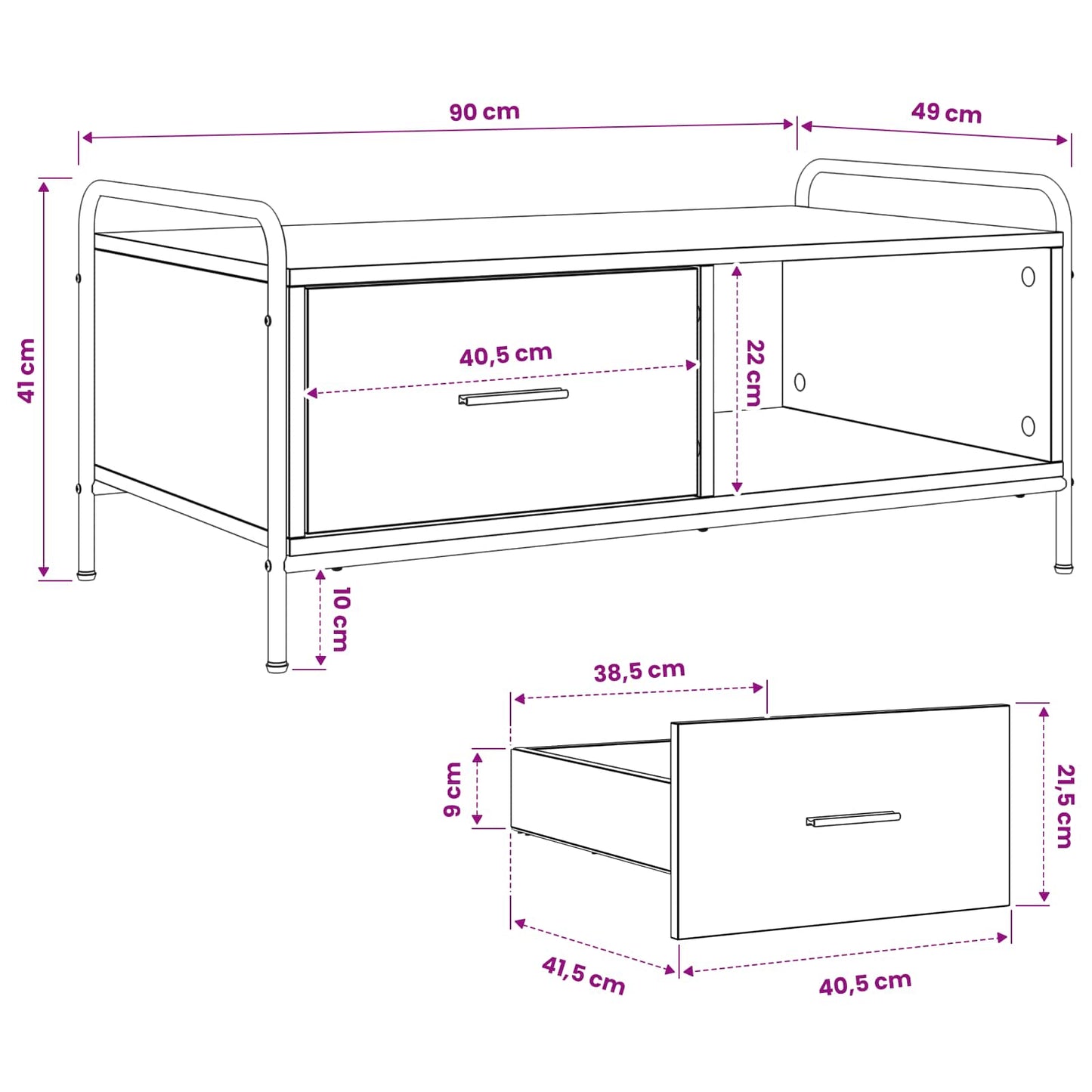 Coffee Table Sonoma Oak 90 x 49 x 41 cm Engineered Wood