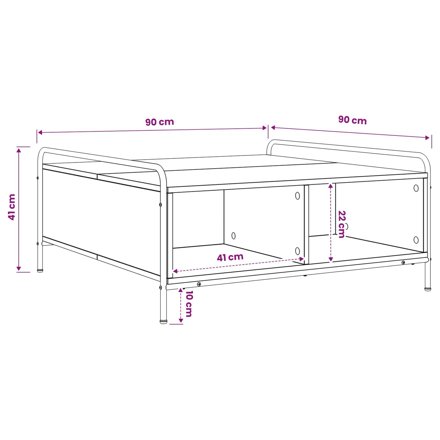 Coffee Table Grey Sonoma 90 x 90 x 41 cm Engineered Wood