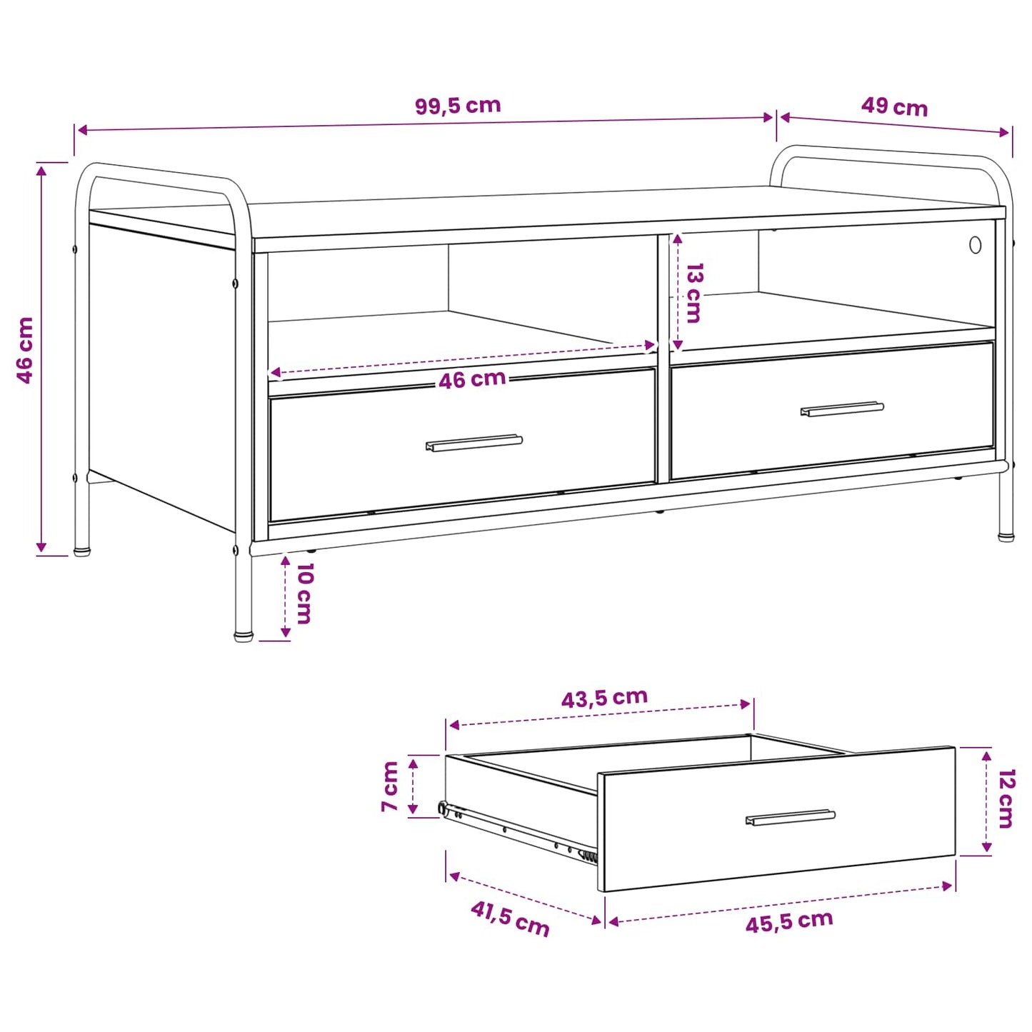 Coffee Table Black Oak 99.5 x 49 x 46 cm Engineered Wood