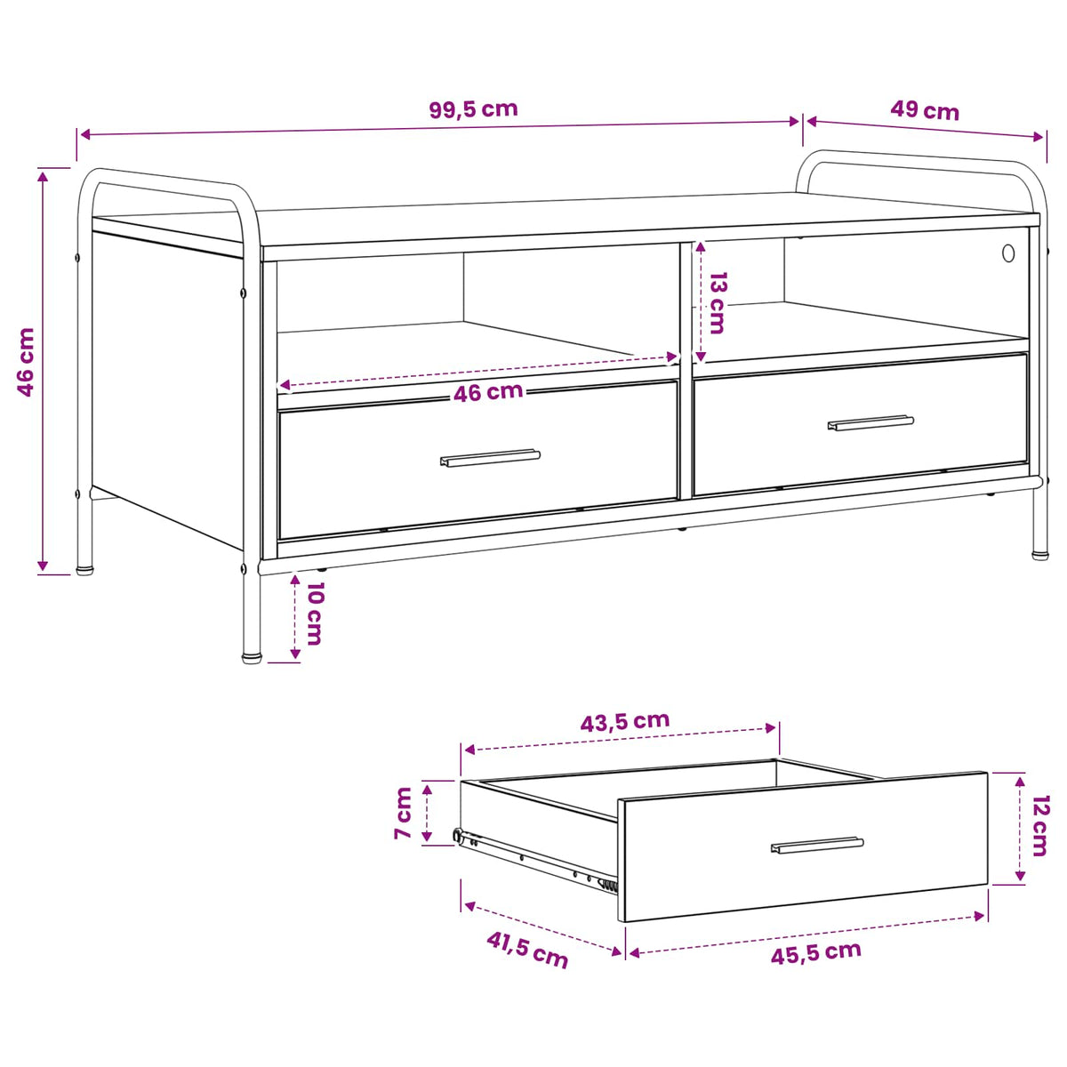 Coffee Table Smoked Oak 99.5 x 49 x 46 cm Engineered Wood