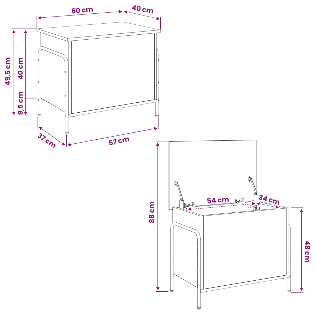 Storage Box Sonoma Oak 60 x 40 x 49.5 cm Engineered Wood