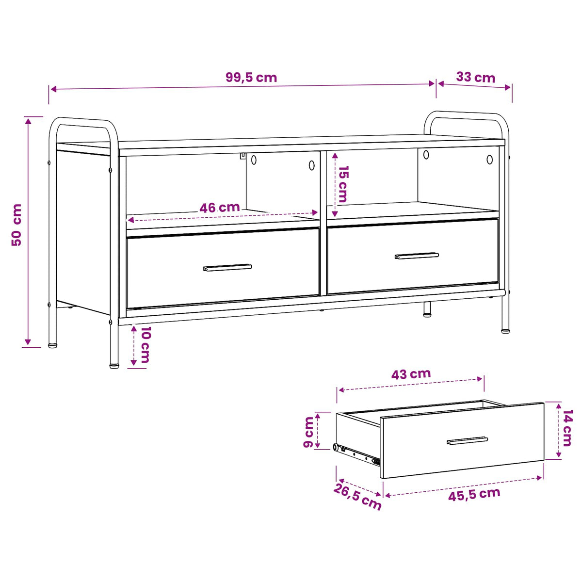 TV Cabinet 99.5 x 33 x 50 cm Sonoma Oak Engineered Wood