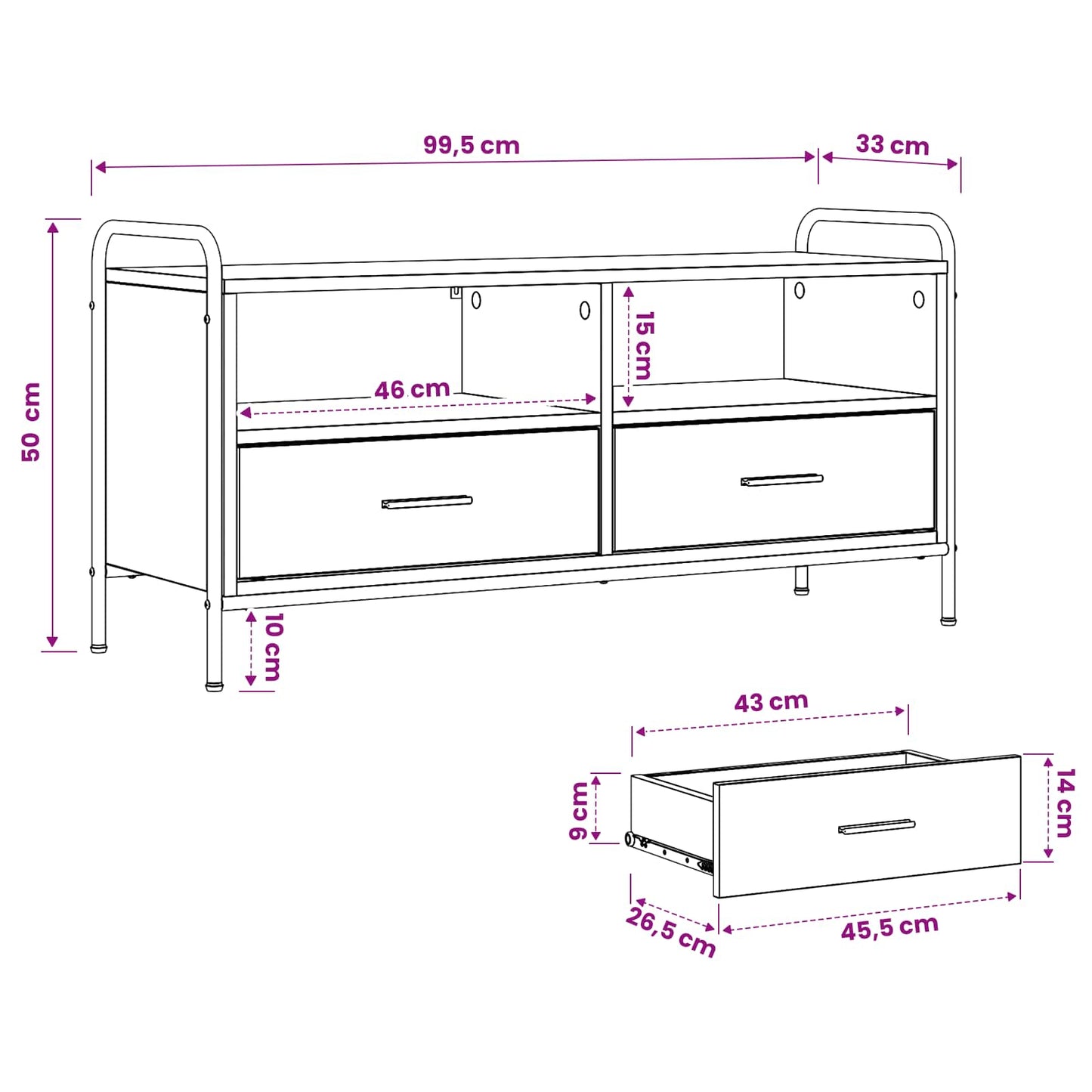 TV Cabinet 99.5 x 33 x 50 cm Old Wood Engineered Wood
