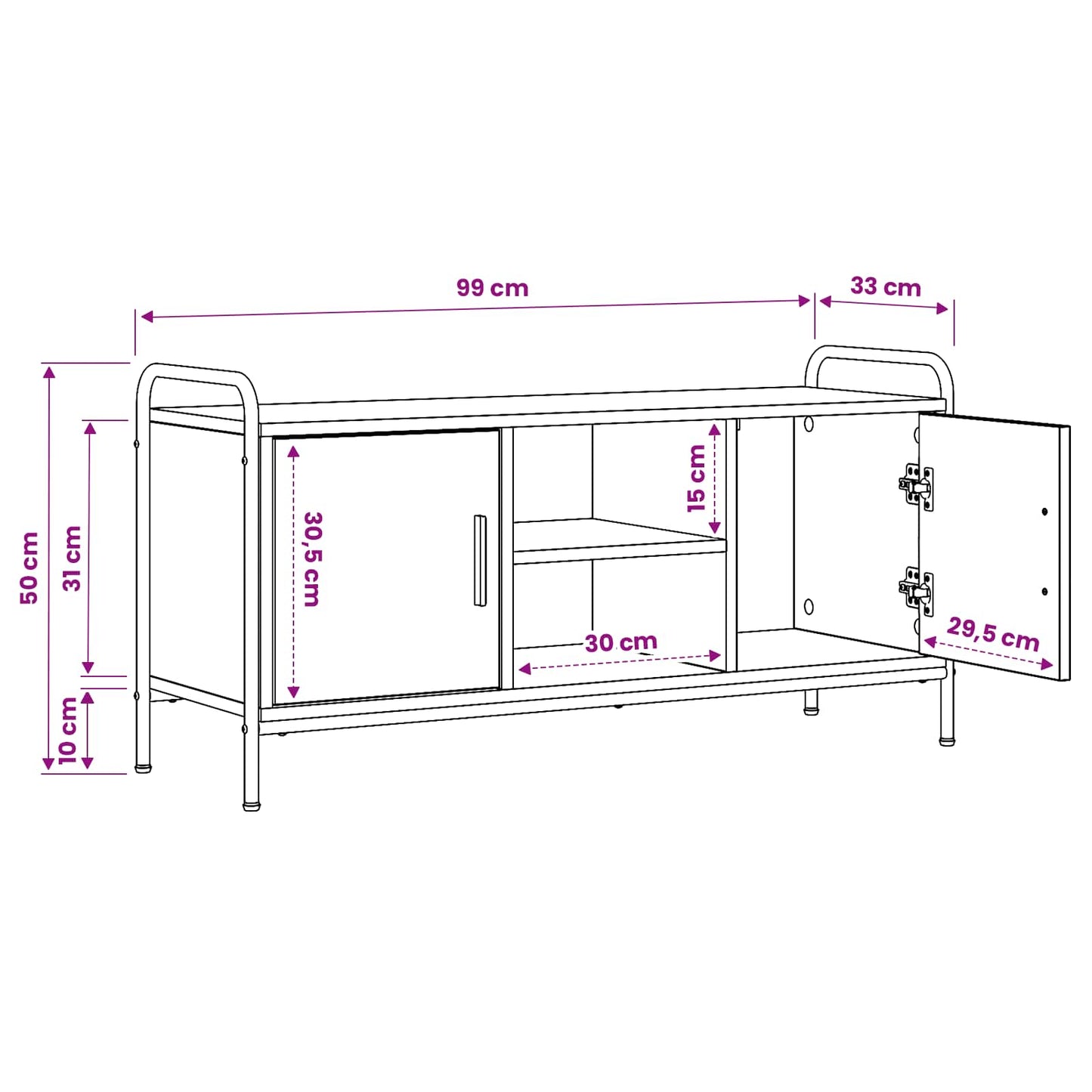 TV Cabinet 99 x 33 x 50 cm Black Oak Engineered Wood