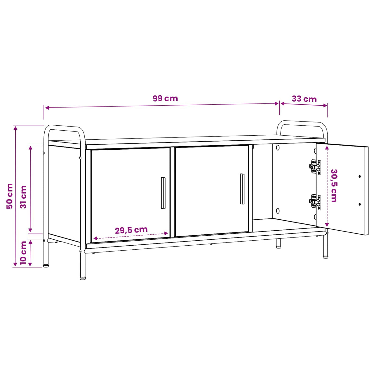 TV Cabinet 99 x 33 x 50 cm Grey Sonoma Engineered Wood