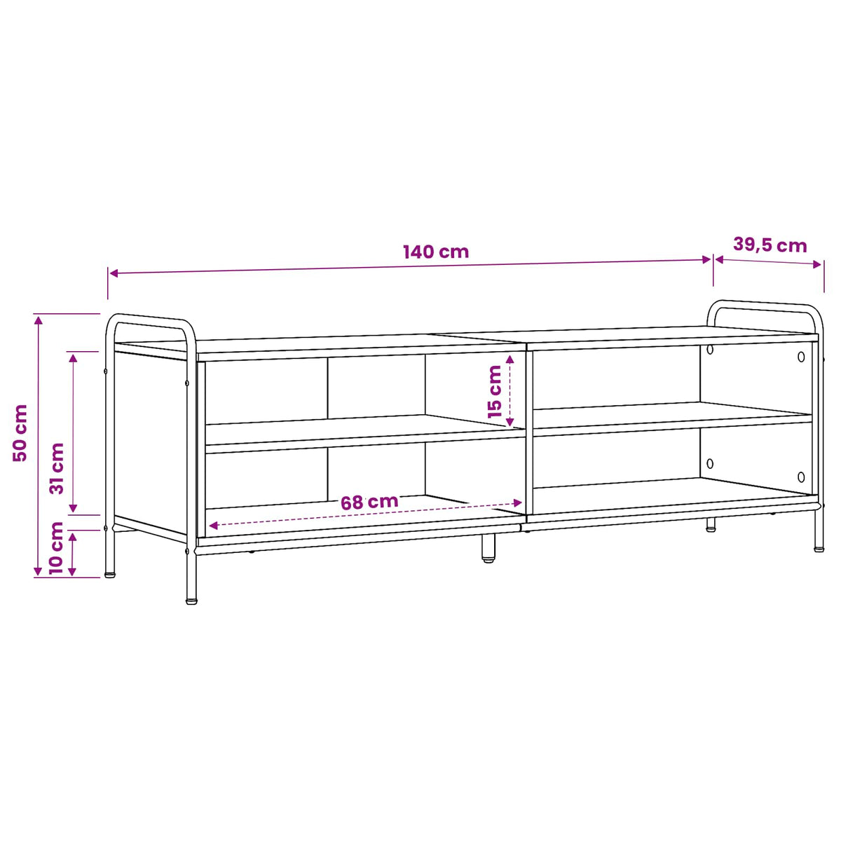 TV Cabinet 140 x 39.5 x 50 cm Artisan Oak Engineered Wood