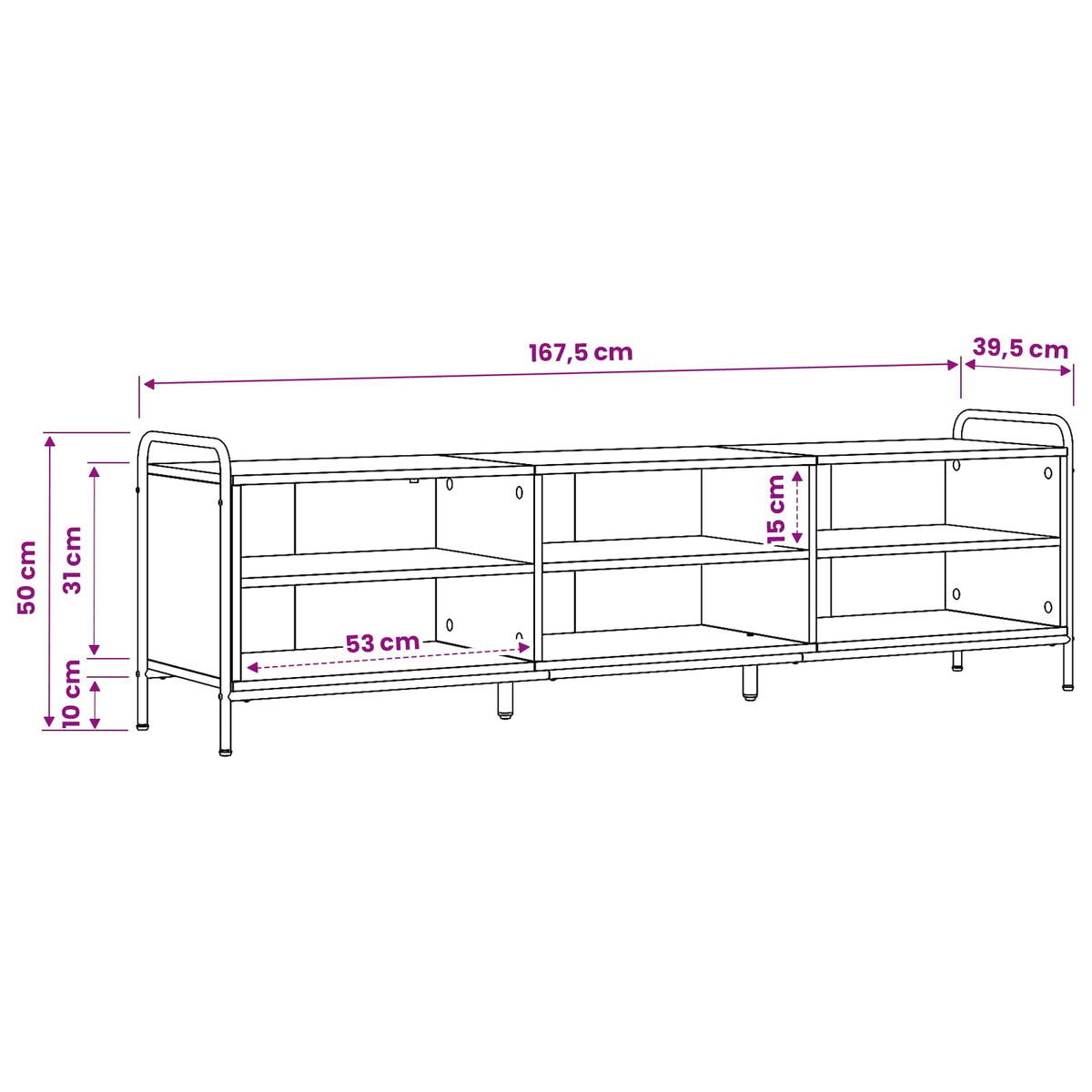 TV Cabinet 167.5 x 36.5 x 50 cm Black Oak Engineered Wood