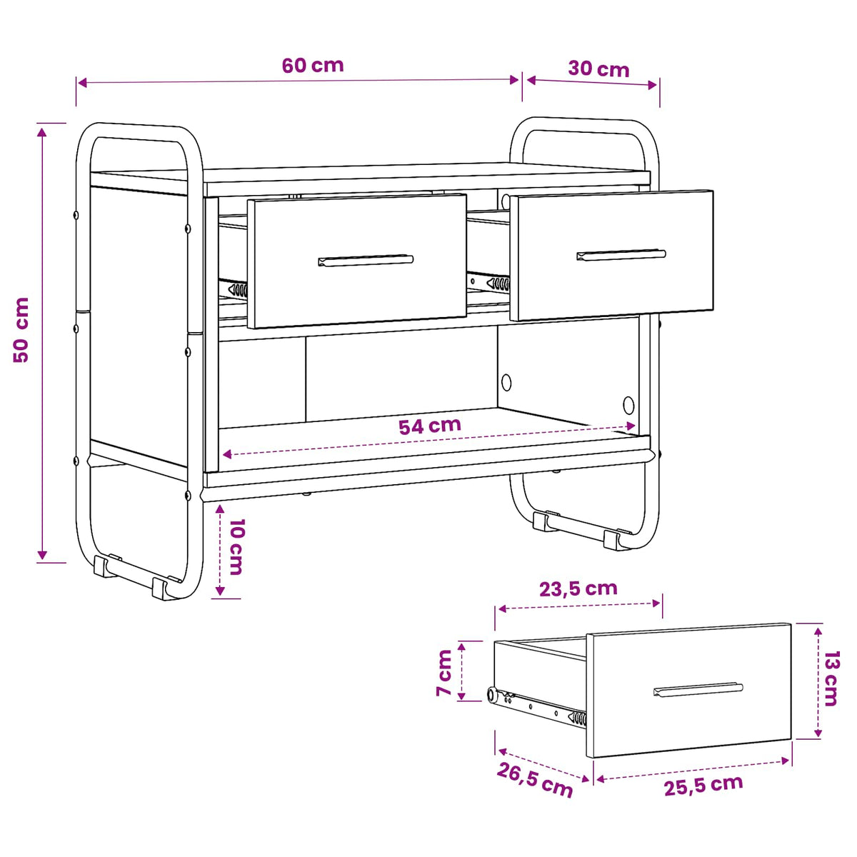 TV Cabinet 60 x 30 x 50 cm Sonoma Oak Engineered Wood