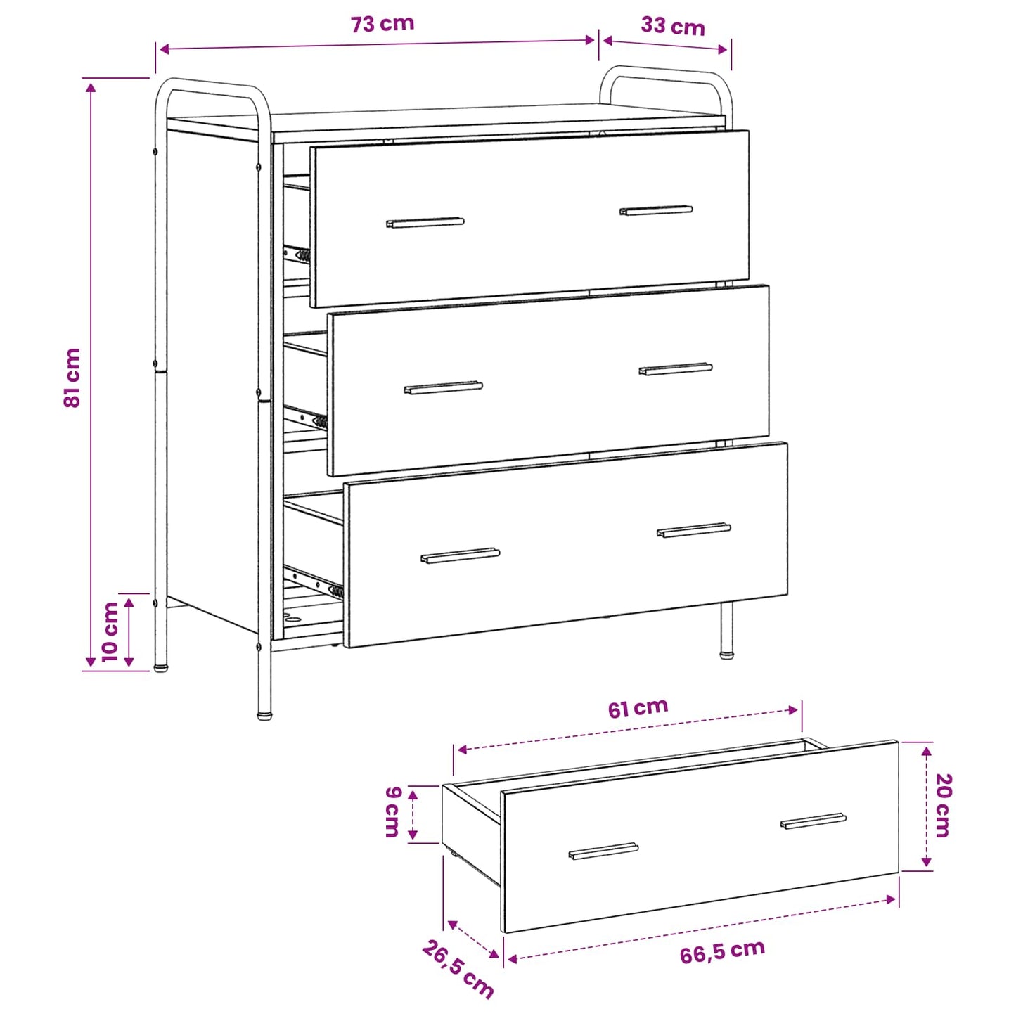 Sideboard Black Oak 73 x 33 x 81 cm Engineered Wood