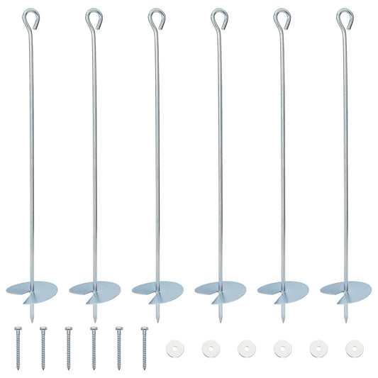 Earth anchor 6 pcs Galvanized Metal Silver
