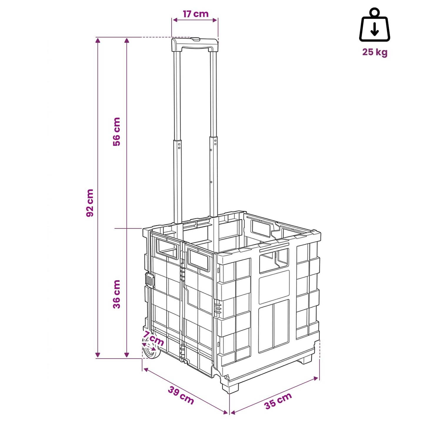 Cart Manual Black and Red 35 x 39 x 92 cm PP and Elastomer