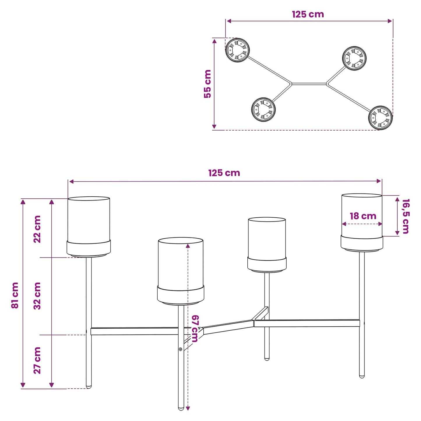 Flower Stand White 125 x 55 x 81 cm PP and Steel