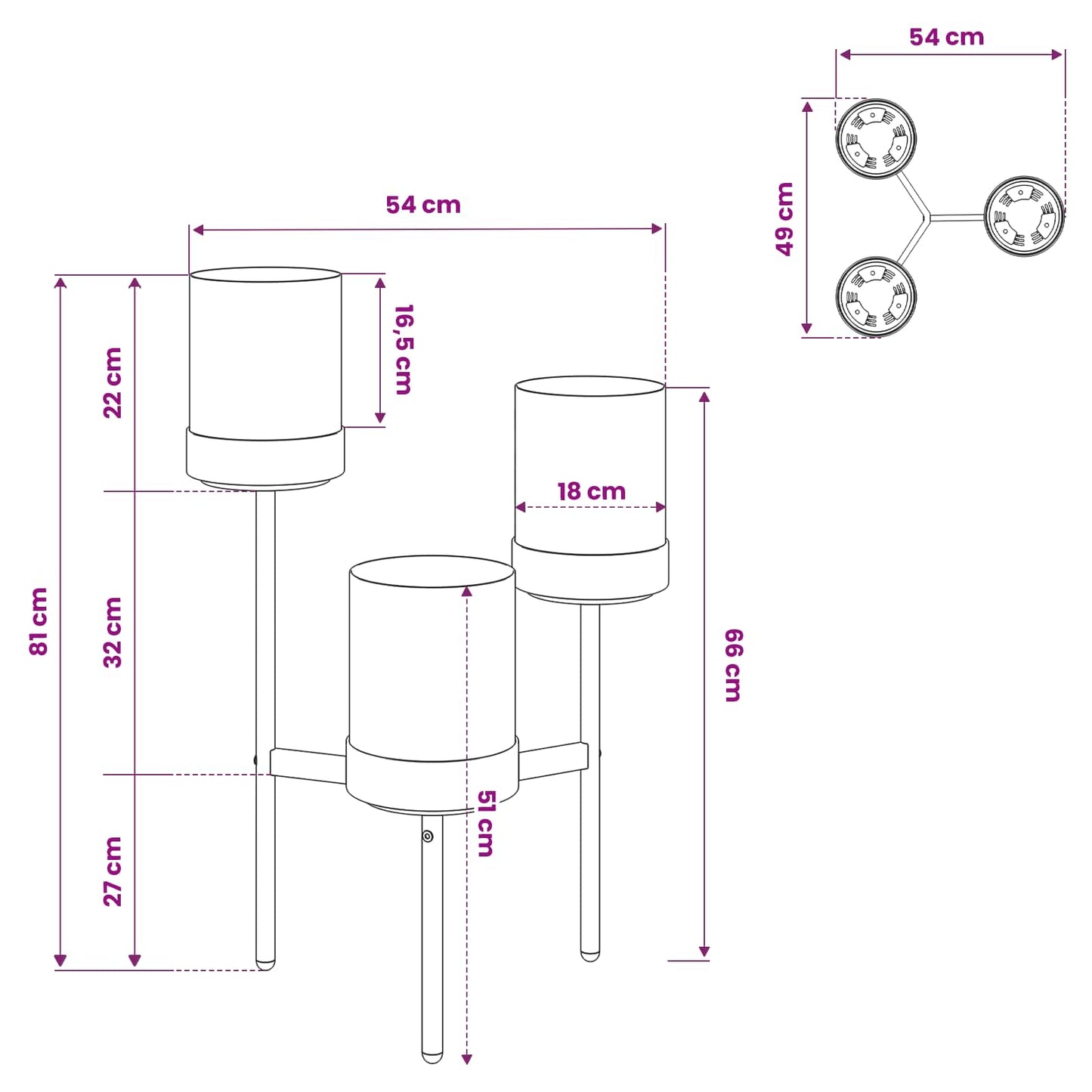 Flower Stand White 54 x 49 x 81 cm PP and Steel