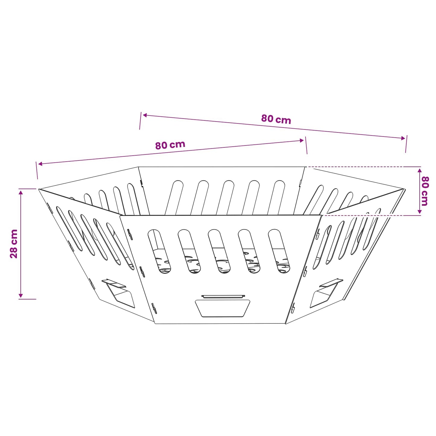 Fire Pit Black 80 x 80 x 28 cm Steel