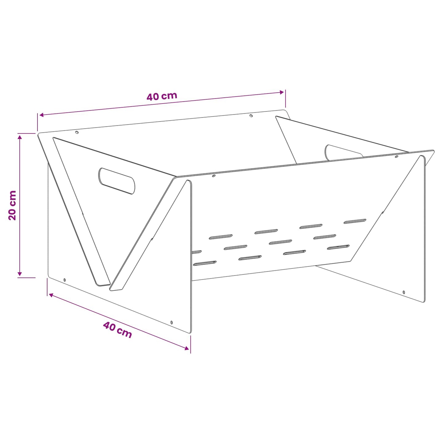 Fire Pit Black 40 x 40 x 20 cm Steel