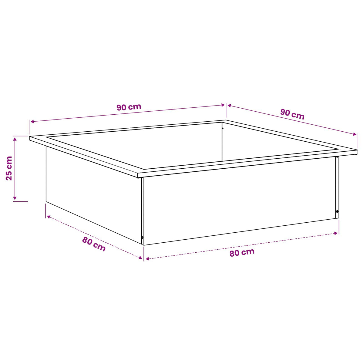 Fire Pit Ring Black 90 x 90 x 25 cm Steel
