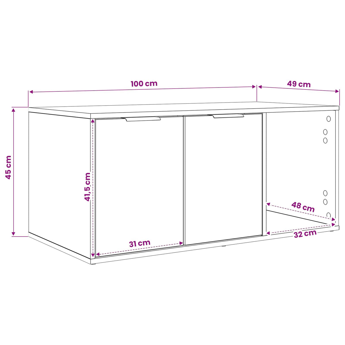 Cat Crate Furniture Concrete Grey 100 x 49 x 45 cm