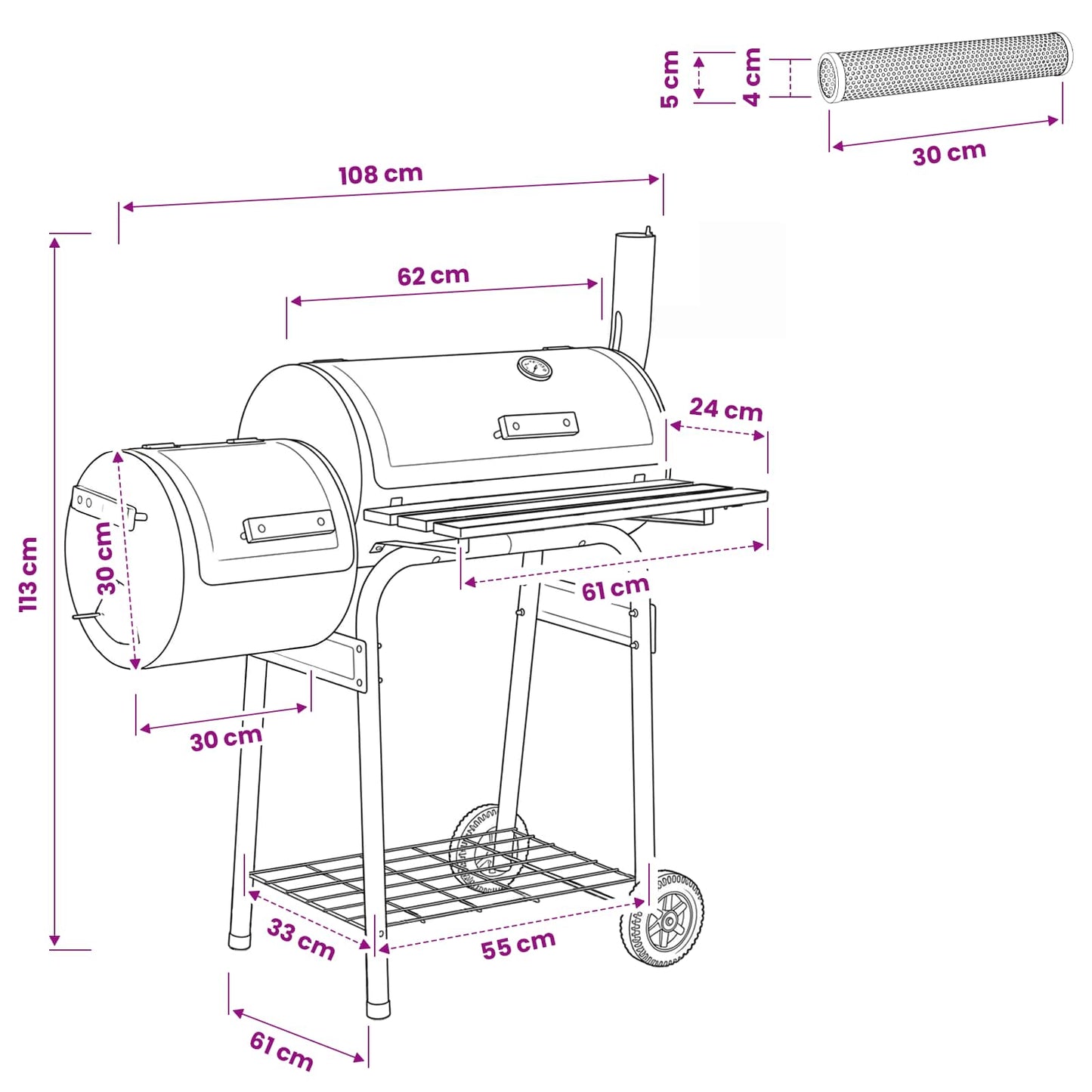 Outdoor Grill 103 x 60 x 113 cm Steel Black