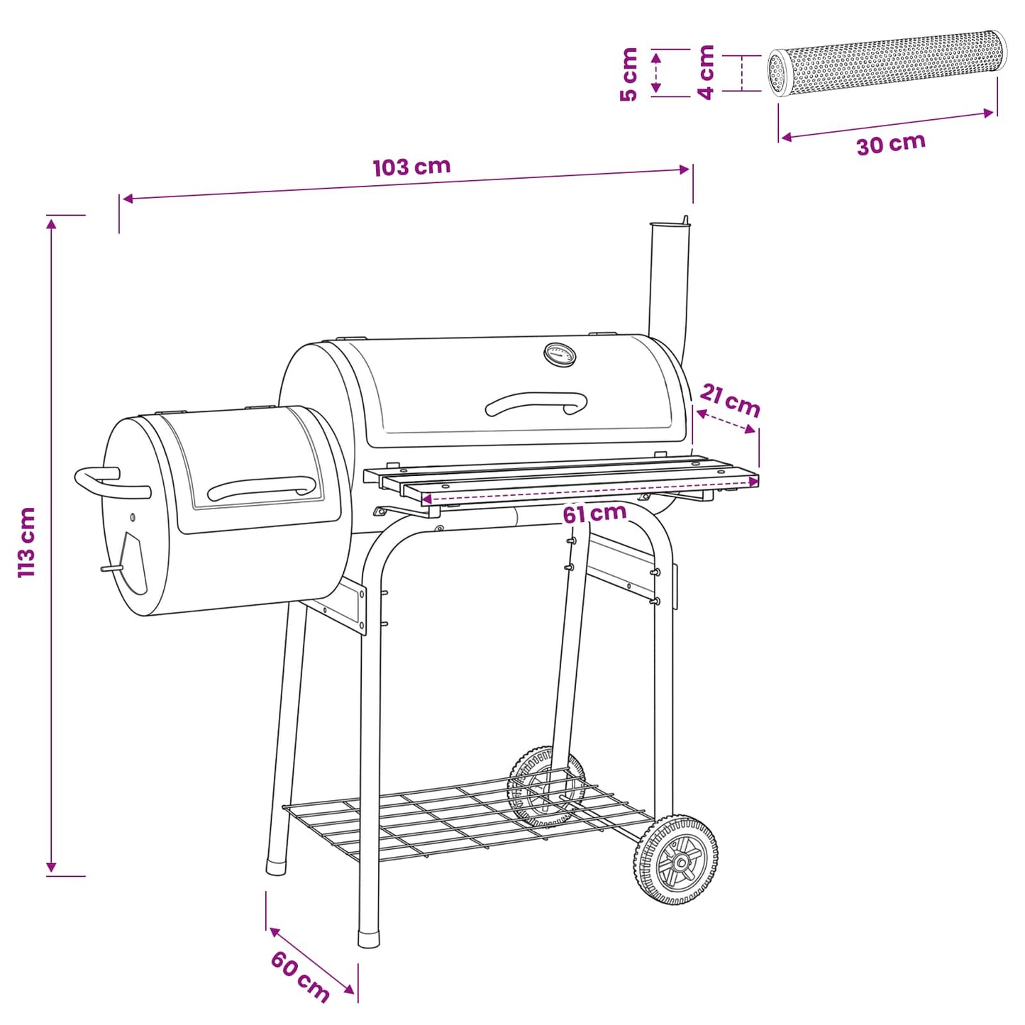 Outdoor Grill 103 x 60 x 113 cm Steel Black