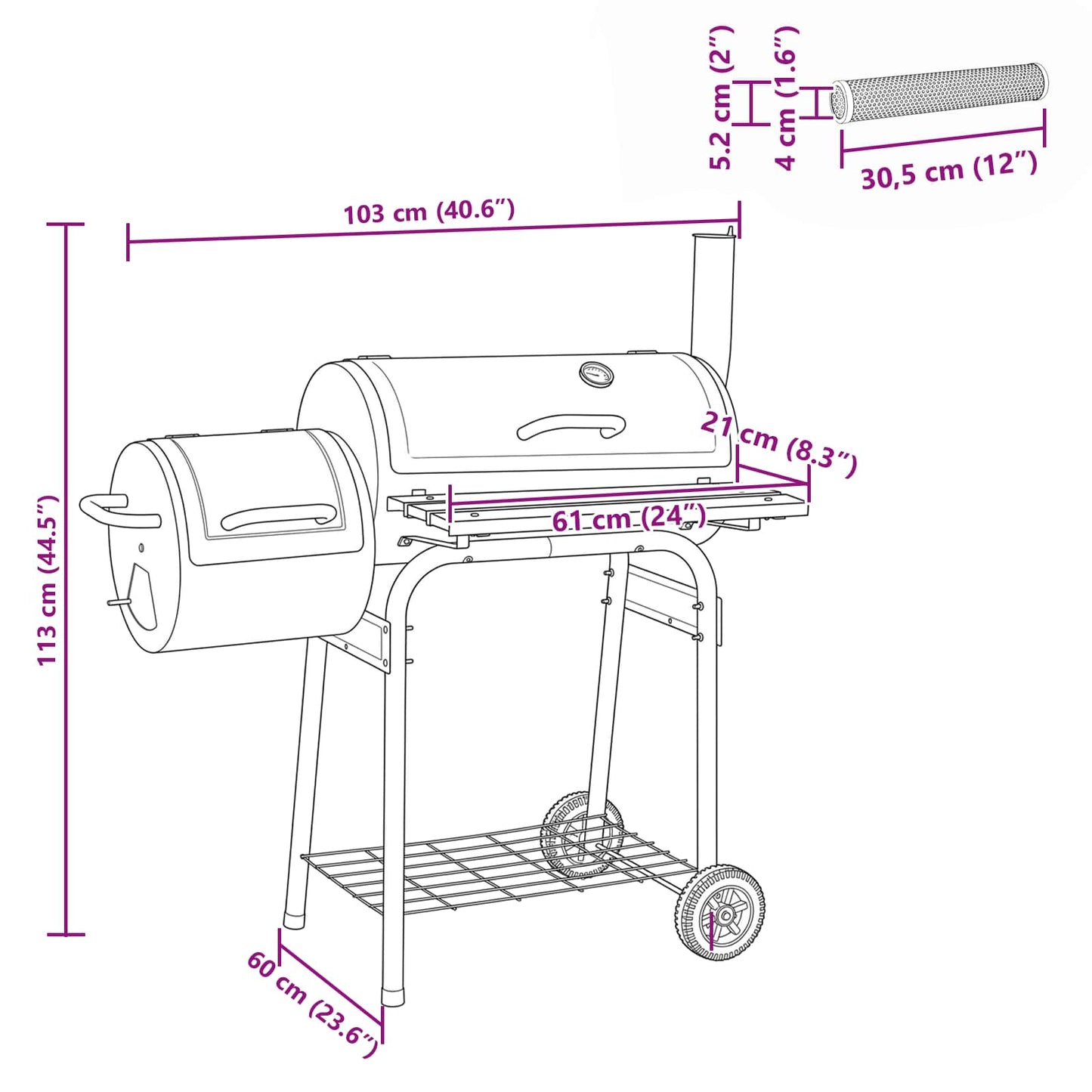Outdoor Grill 103 x 60 x 113 cm Steel Black