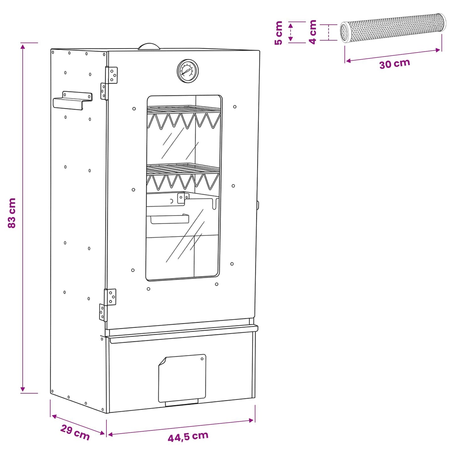 Cold Smoker with Smoker Tube 44.5 x 29 x 83 cm Galvanised steel