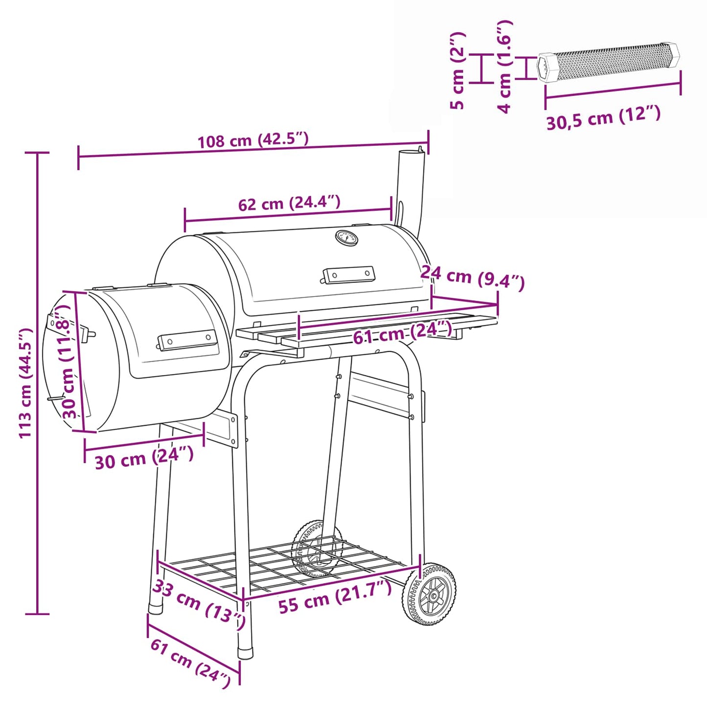 Outdoor Grill 104 x 58 x 114 cm Steel Black