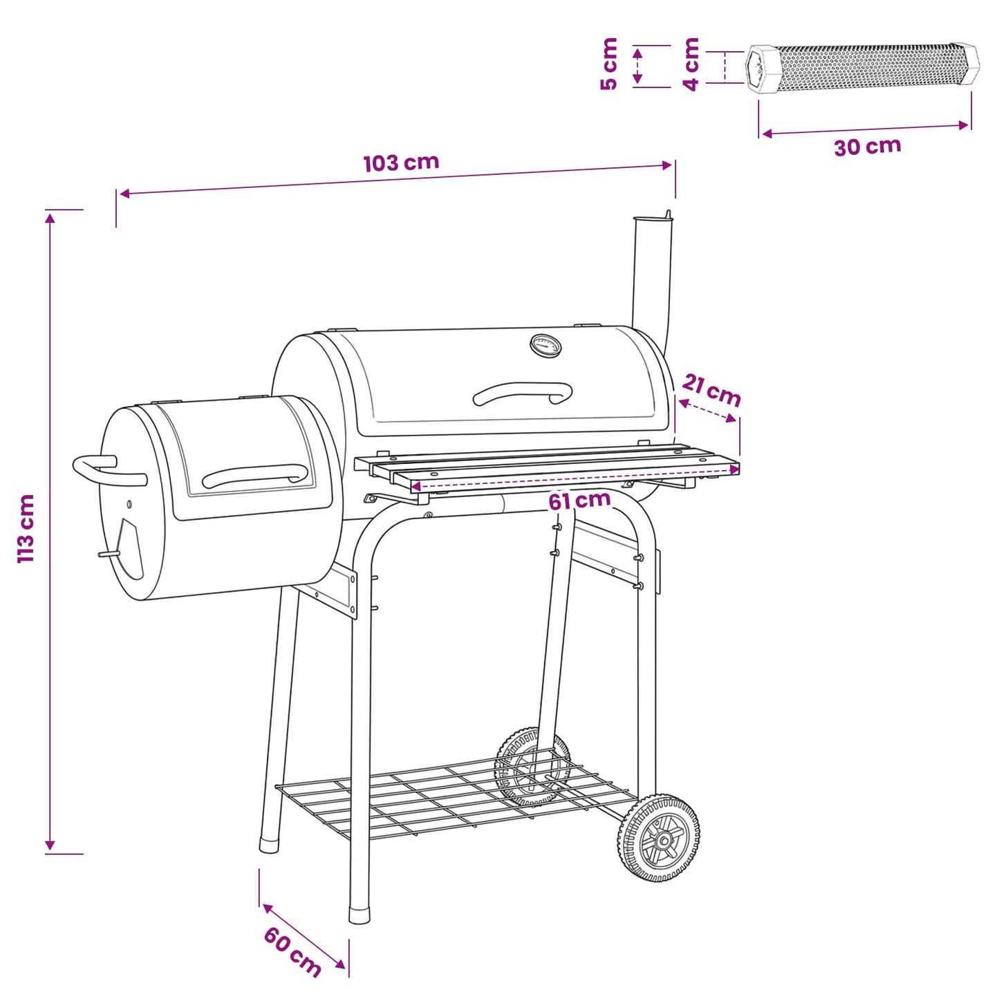 Outdoor Grill 103 x 60 x 113 cm Steel Black