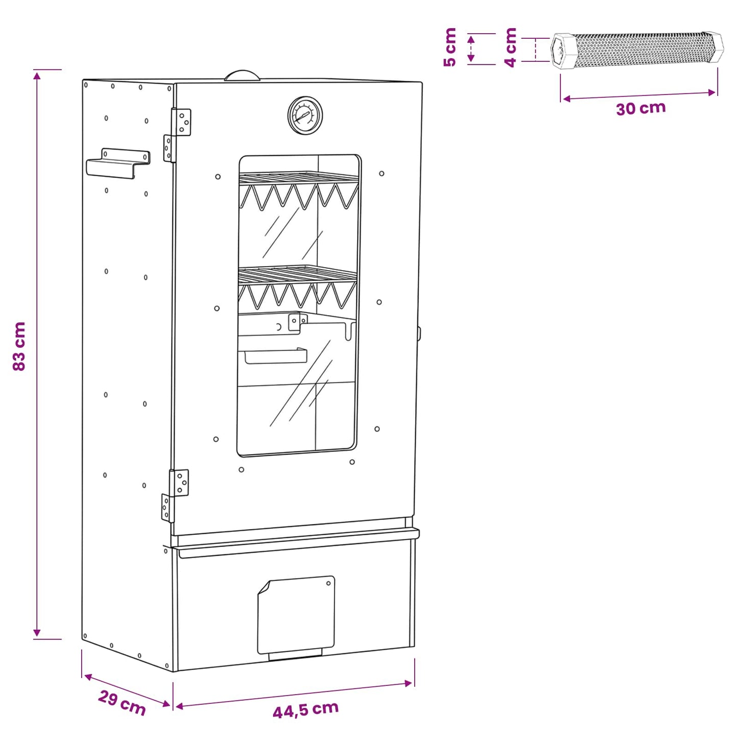 Cold Smoker with Smoker Tube 44.5 x 29 x 83 cm Galvanised steel