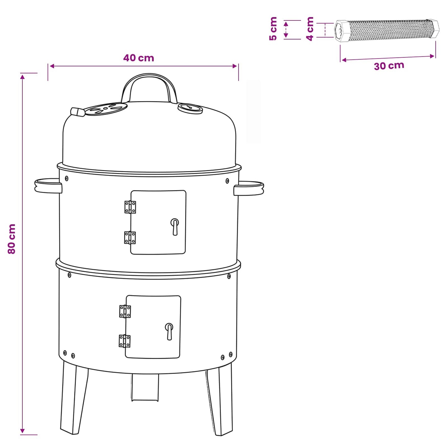 Outdoor Grill Ø 40 x 80 cm Steel Black