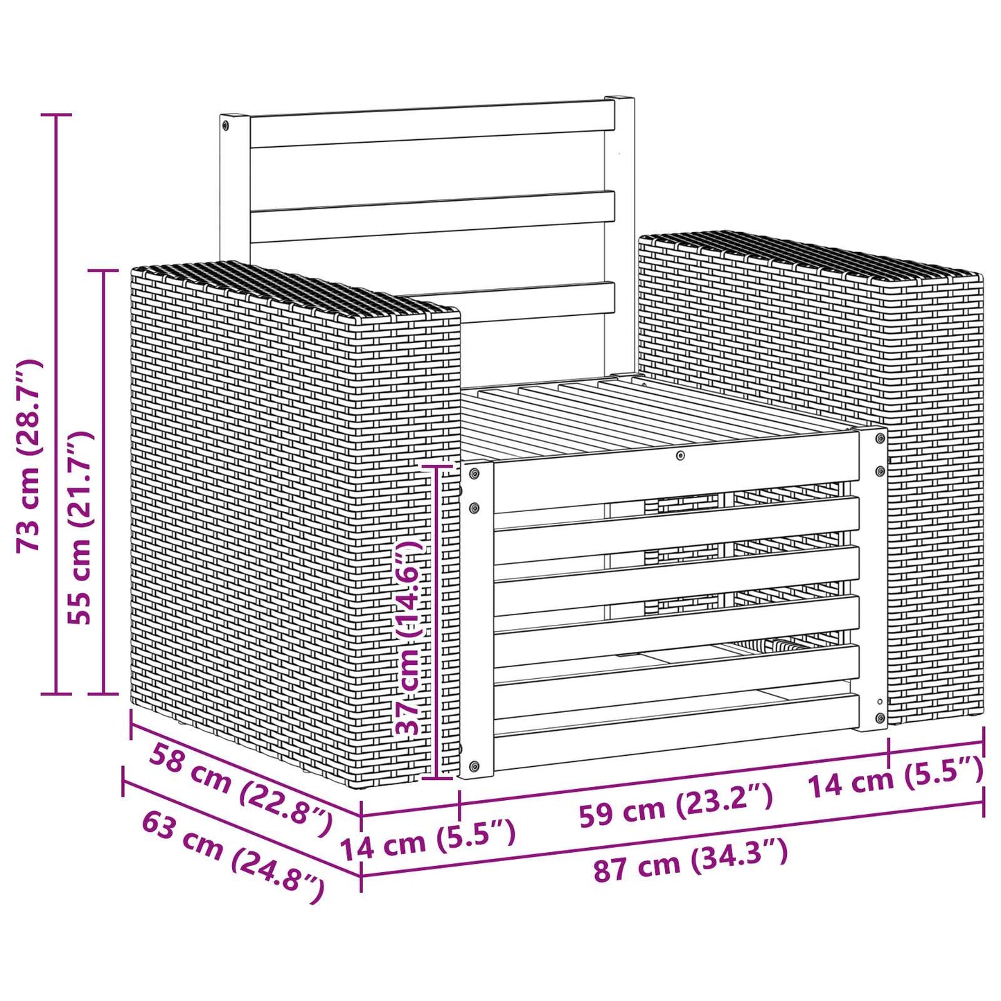 Outdoor Middle Sofa Natural