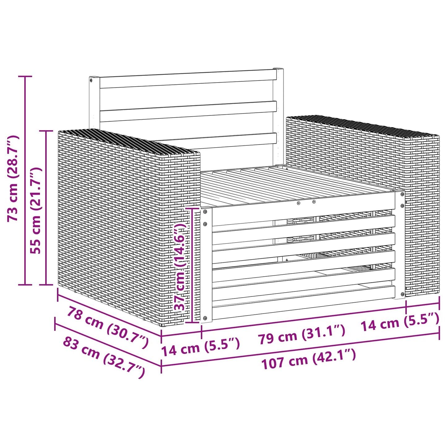 Outdoor Middle Sofa Natural