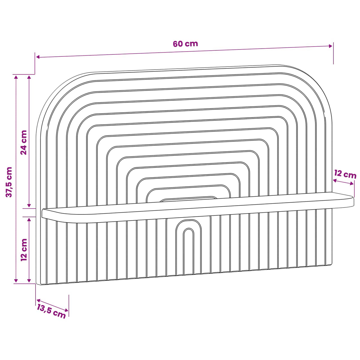 Wall Shelf 2 pcs White 60 x 13.5 x 37.5 cm Engineered Wood