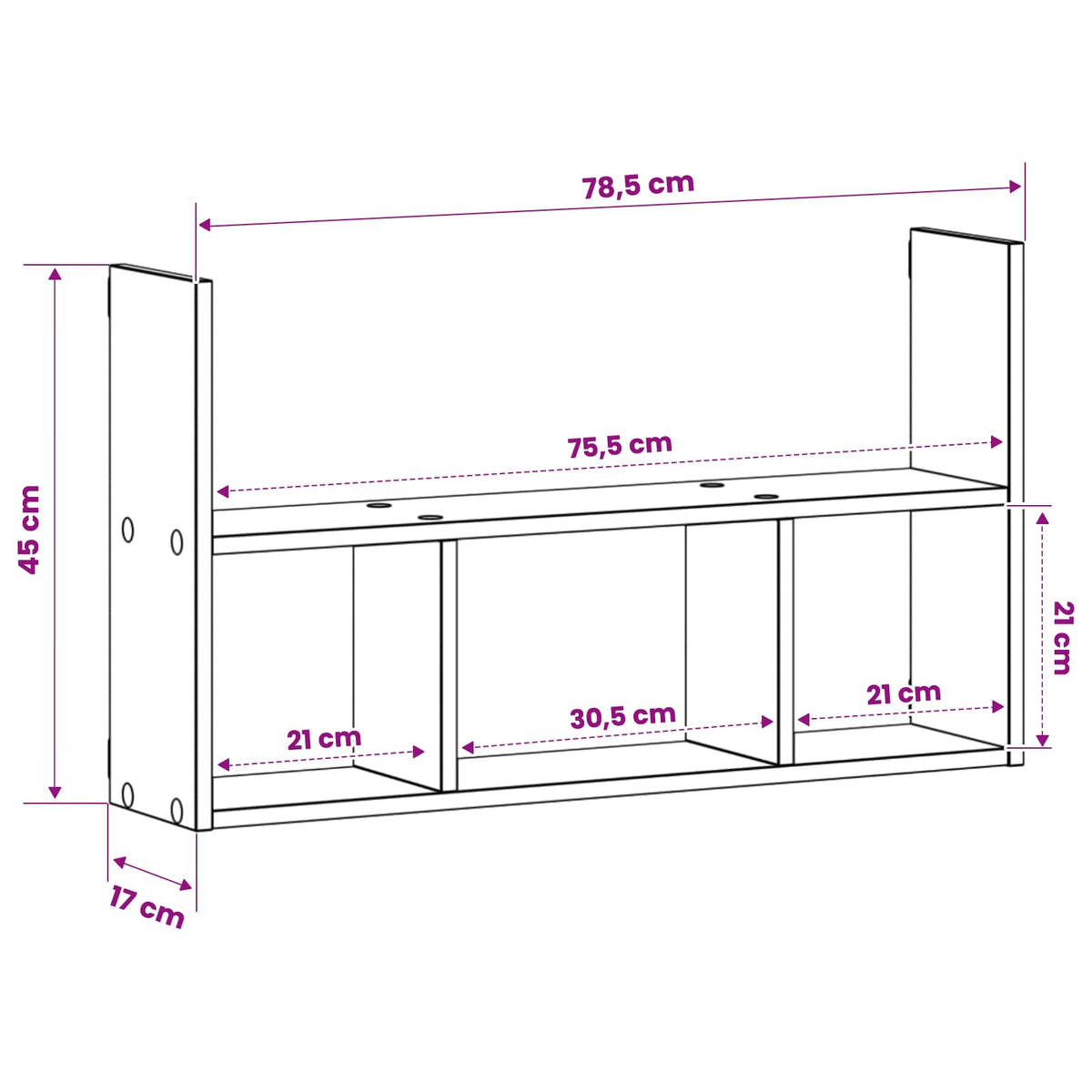 Wall Shelf Artisan Oak 78.5 x 17 x 45 cm Engineered Wood