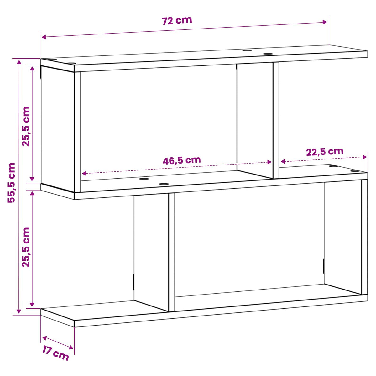 Wall Shelf Oak Wood 72 x 17 x 55.5 cm Engineered Wood