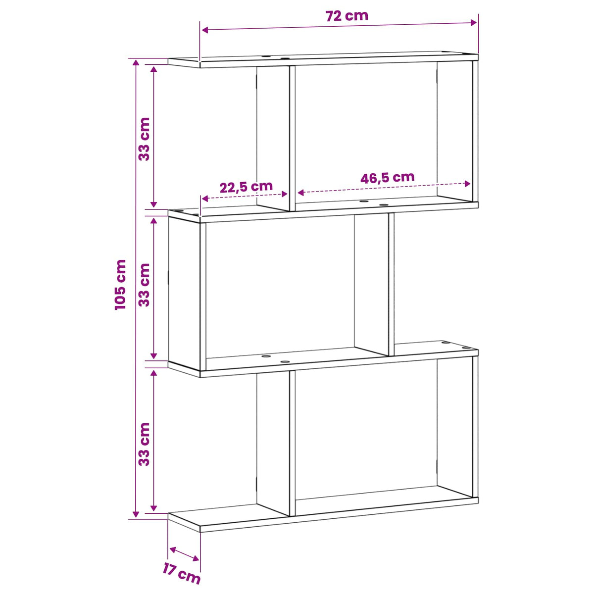 Wall Shelf White 72 x 17 x 105 cm Engineered Wood
