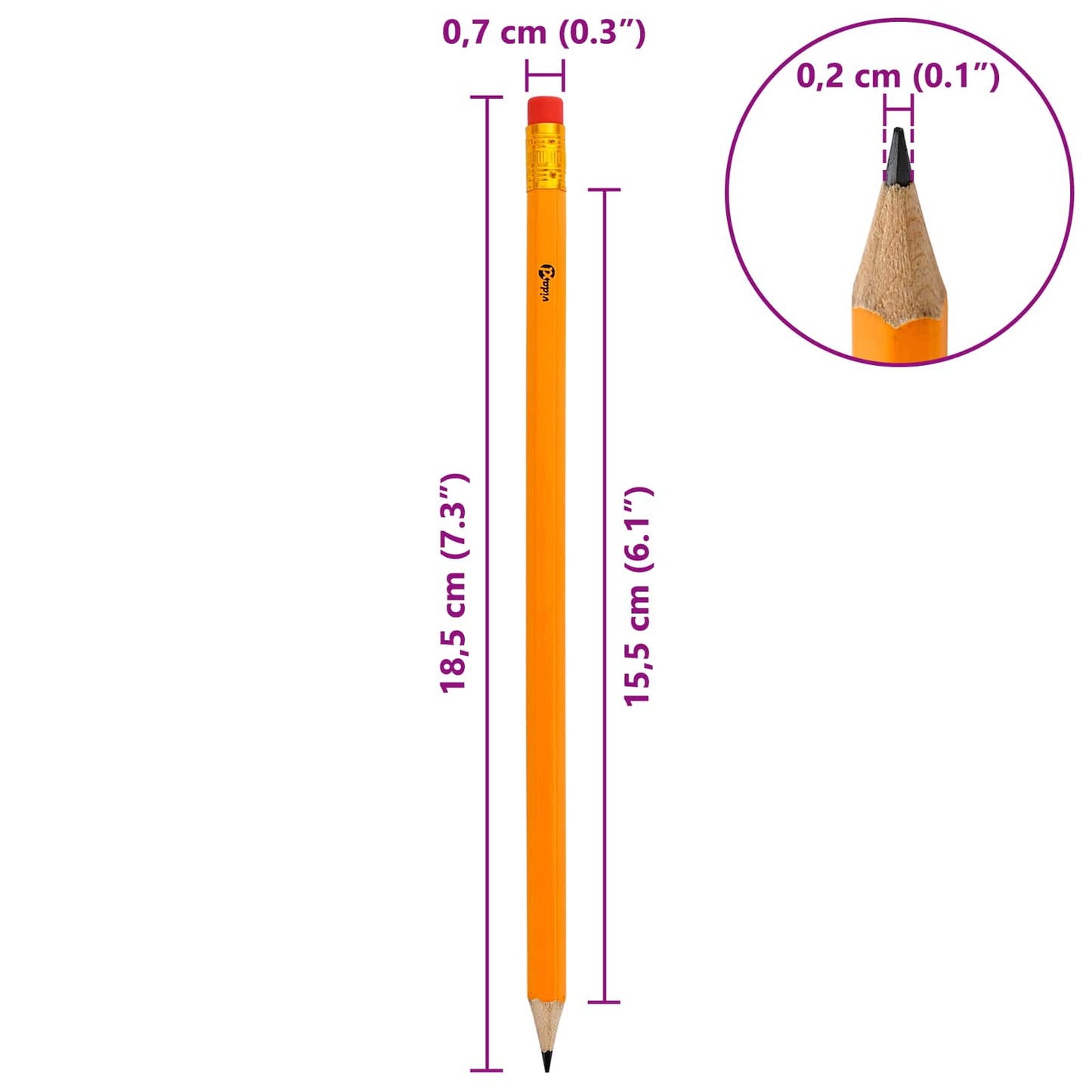 HB Pencils Ø 0.7 x 18.5 cm Yellow Solid Poplar Wood