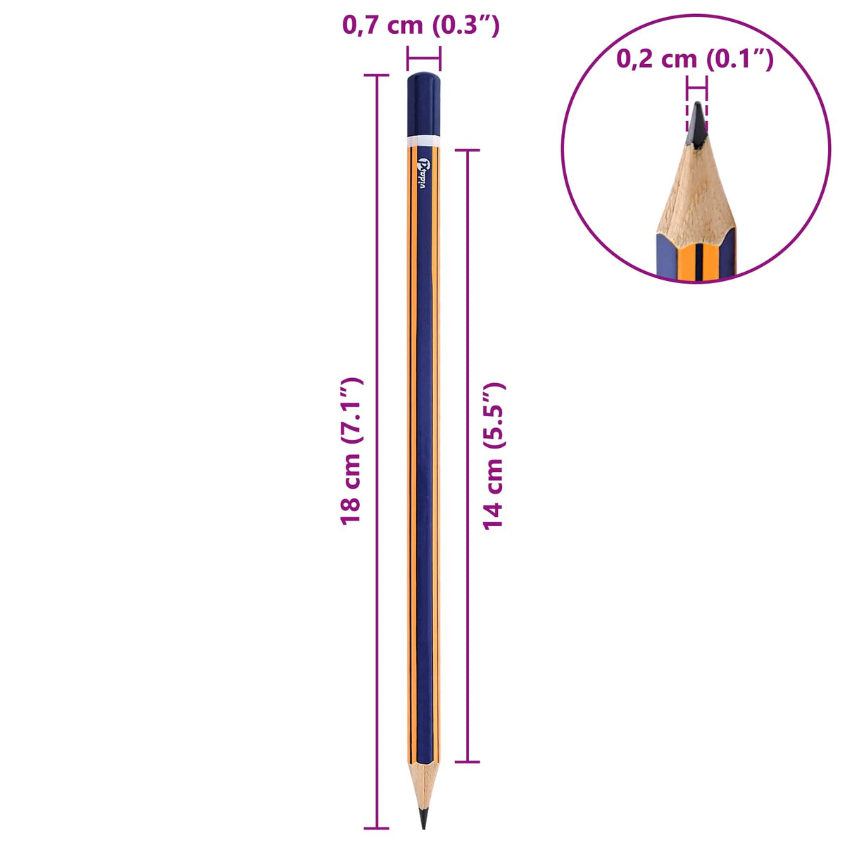 HB Pencils Ø 0.7 x 18 cm Blue and Yellow Solid Poplar Wood