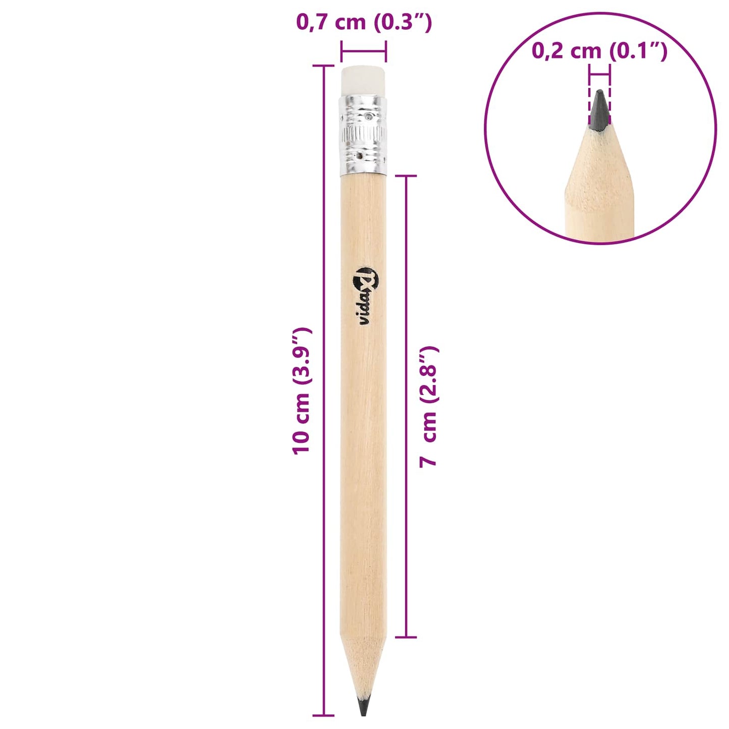 HB Pencils Ø 0.7 x 10 cm Natural Solid Poplar Wood